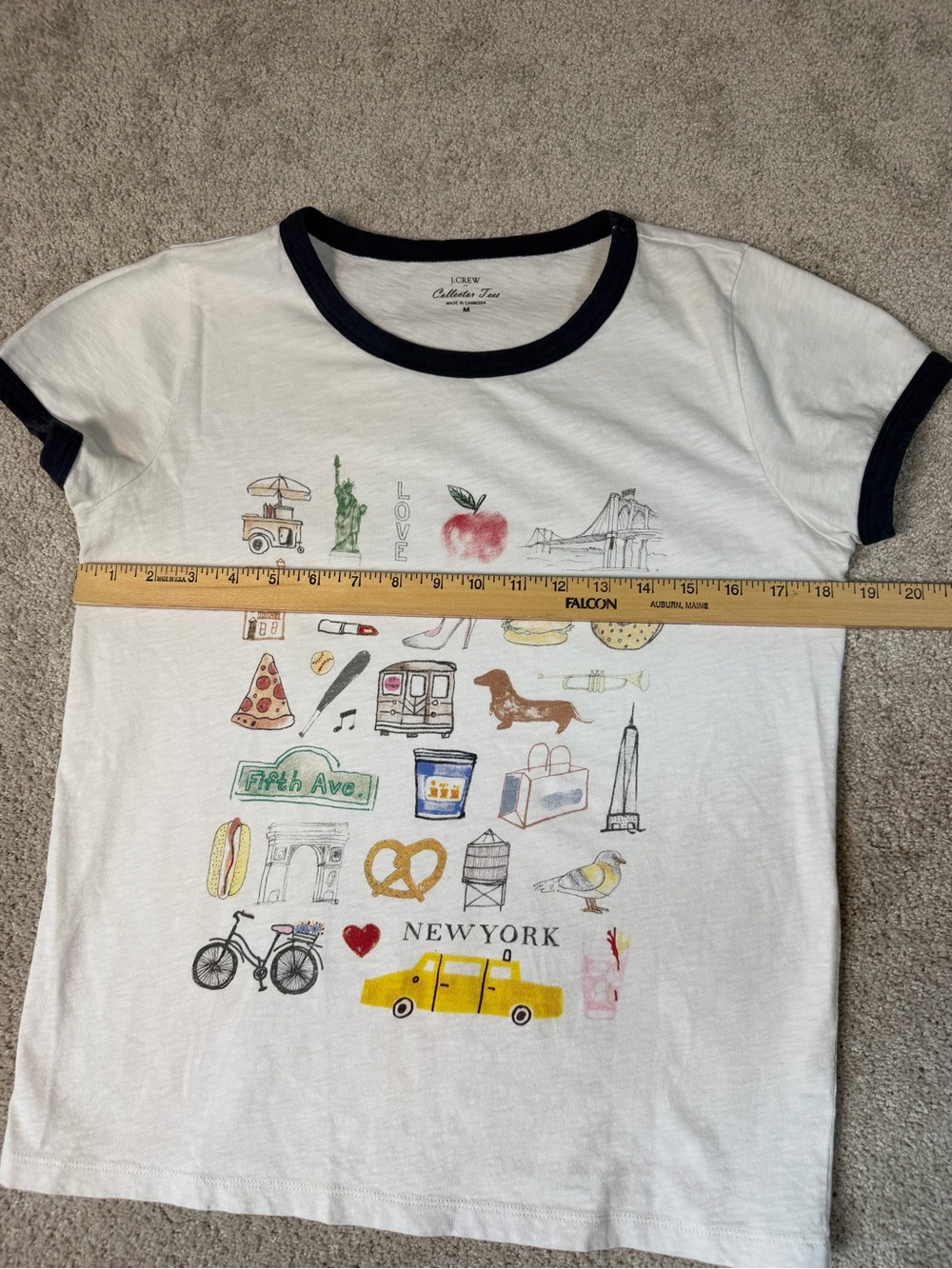 J.Crew New York Graphic Collector Tee, Size Medium White Ringer T-Shirt - Picture 5 of 8
